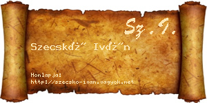 Szecskó Iván névjegykártya